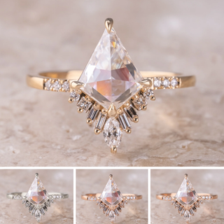 Kite Moissanite and Diamond Engagement Ring, Wren Setting