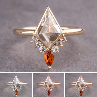 Kite Moissanite Engagement Ring, Bezel Ava Setting