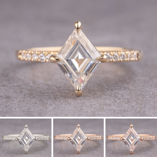 Lozenge Moissanite and Diamond Engagement Ring, Jules Setting
