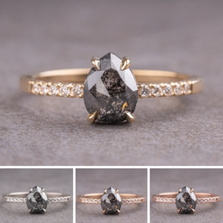 1.84 Carat Black Pear Diamond Engagement Ring, Jules Setting