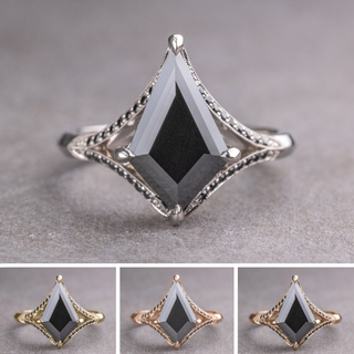 1.34 Carat Black Kite Moissanite Engagement Ring, Mackenzie Setting