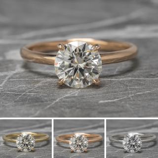 1.5 Carat Round Moissanite Engagement Ring, Jane Setting