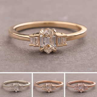 .49 Carat Step Cut Hexagon Diamond Engagement Ring, Betty Setting