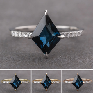2.08 Carat Blue Kite Sapphire and Diamond Engagement Ring, Jules Setting