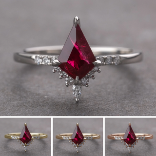 1.39 Carat Kite Ruby and Diamond Engagement Ring, Avaline Setting