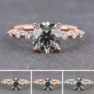 2.38 Carat Fancy Grey Round Diamond Engagement Ring, Nova Setting, Point No Point Studio. Available in a variety of metal types. Eco-friendly, Recycled Metals, Conflict Free.