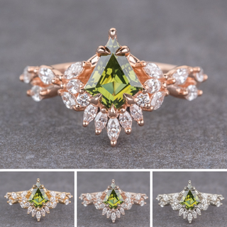 2.10 Carat Green Kite Sapphire and Diamond Engagement Ring, Quinnie Setting
