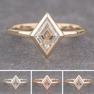 Lozenge Moissanite Engagement Ring, Bezel Jane Setting