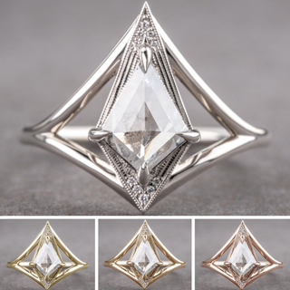 1.73 Carat Salt and Pepper Kite Diamond Engagement Ring, Arwen Setting