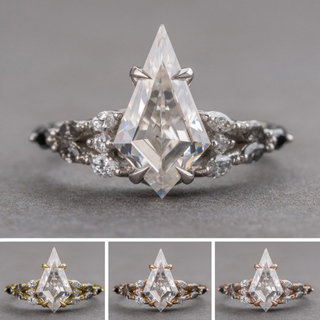 Kite Moissanite and Diamond Engagement Ring, Ombre Winnie Setting