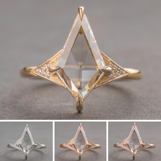 1.25 Carat Clear Kite Diamond Engagement Ring, Aela Setting