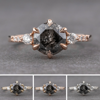 2.30 Carat Salt and Pepper Round Diamond Engagement Ring, Eliza Setting