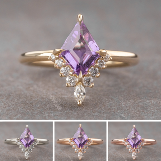 1.61 Carat Purple Lozenge Sapphire and Diamond Engagement Ring, Ava Setting