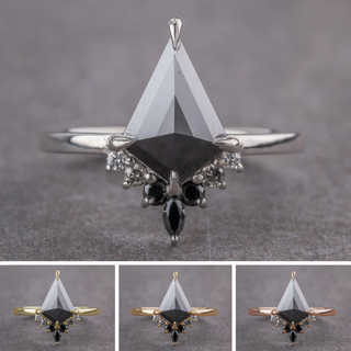 1.40 Carat Black Kite Diamond Engagement Ring, Ombre Ava Setting