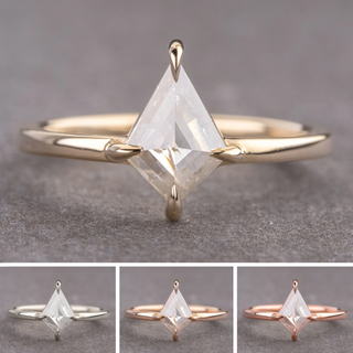 1.84 Carat Icy Salt and Pepper Kite Diamond Engagement Ring, Jane Setting