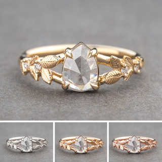.74 Carat Icy White Pear Diamond Engagement Ring, Magnolia Setting