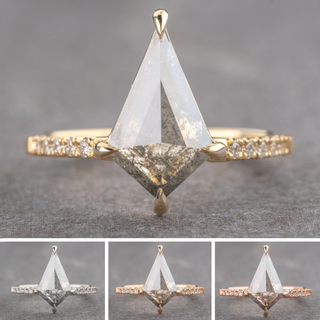 2.23 Carat Salt and Pepper Kite Diamond Engagement Ring, Jules Setting