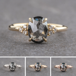 1.72 Carat Black Oval Diamond Engagement Ring, Quinn Setting