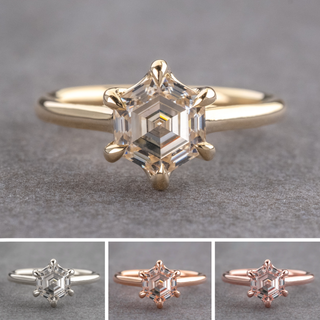 2.02 Carat Hexagon Moissanite Engagement Ring, Madeline Setting