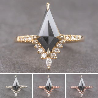 1.73 Carat Black Kite Diamond Engagement Ring, Avaline Setting