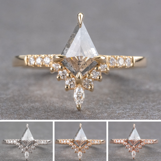 .95 Carat Salt and Pepper Kite Diamond Engagement Ring, Avaline Setting