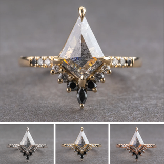1.97 Carat Salt and Pepper Kite Diamond Engagement Ring, Ombre Avaline Setting