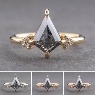 1.11 Carat Black Salt and Pepper Kite Diamond Engagement Ring, Quinn Setting