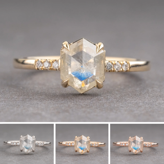 1.34 Carat Icy White Hexagon Diamond Engagement Ring, Jules Setting