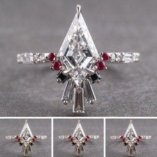 Kite Moissanite and Diamond Engagement Ring, Ombre Wren Setting