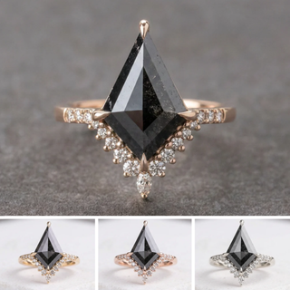 3.30 Carat Black Kite Diamond Engagement Ring, Avaline Setting