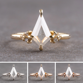 1.10 Carat Icy Salt and Pepper Kite Diamond Engagement Ring, Quinn Setting