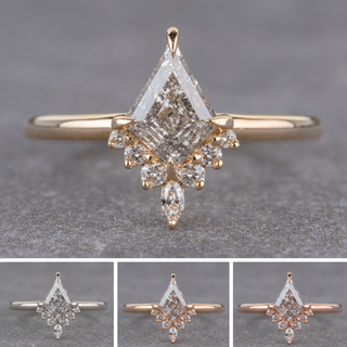 1.70 Carat Canadian Salt and Pepper Kite Diamond Engagement Ring, Ava Setting