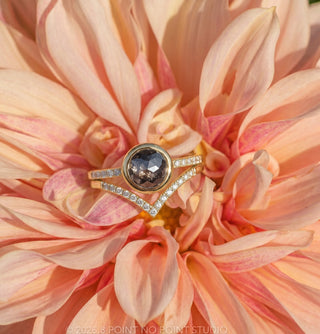 1.98 Carat Black Round Diamond Engagement Ring, Bezel Jules Setting