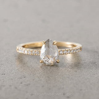 1.27 Carat Salt and Pepper Pear Diamond Engagement Ring, Jules Setting