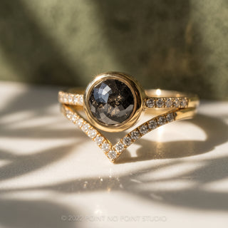 1.98 Carat Black Round Diamond Engagement Ring, Bezel Jules Setting