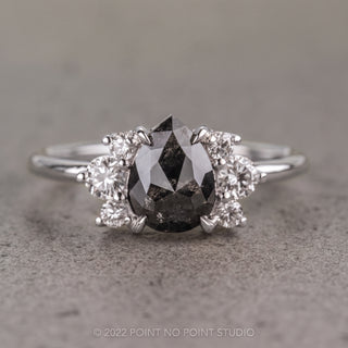 1.24 Carat Black Speckled Pear Diamond Engagement Ring, Charlotte Setting