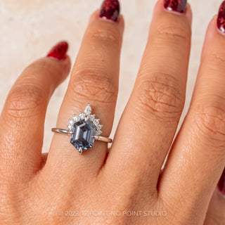1.33 Carat Blue Hexagon Sapphire Engagement Ring, Ava Setting