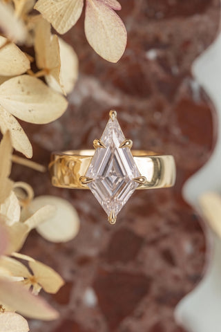 Step Cut Kite Lab Diamond Engagement Ring, Basket Jane Setting