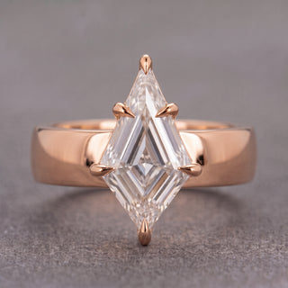 Step Cut Kite Lab Diamond Engagement Ring, Basket Jane Setting