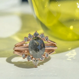 2.64 Carat Black Oval Diamond Engagement Ring, Basket Jane Setting