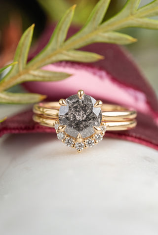 1.83 Carat Salt and Pepper Round Diamond Engagement Ring, Madeline Setting