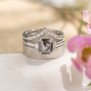.80 Carat Salt and Pepper Asscher Diamond Engagement Ring, Zoe Setting