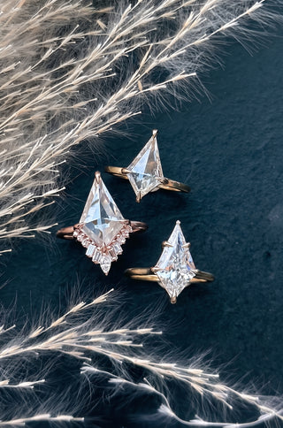 Kite Lab Diamond Engagement Ring, Lark Setting, Point No Point Studio. Available in a variety of metal types. Eco-friendly, Recycled Metals, Conflict Free.