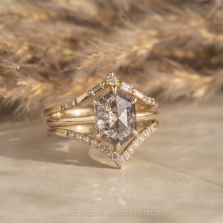 2.51 Carat Salt and Pepper Hexagon Diamond Engagement Ring, Jane Setting