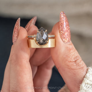 3.82 Carat Salt and Pepper Pear Diamond Engagement Ring, Ombre Jules Setting