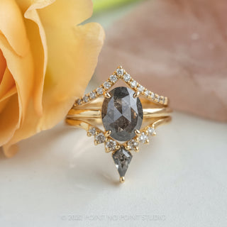 2.64 Carat Black Oval Diamond Engagement Ring, Basket Jane Setting