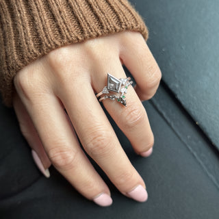 .60 Carat Salt and Pepper Kite Diamond Engagement Ring, Bezel Quinn Setting
