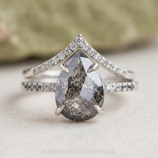 3.82 Carat Salt and Pepper Pear Diamond Engagement Ring, Ombre Jules Setting