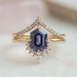 1.33 Carat Blue Hexagon Sapphire Engagement Ring, Ava Setting