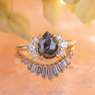 1.24 Carat Black Speckled Pear Diamond Engagement Ring, Charlotte Setting